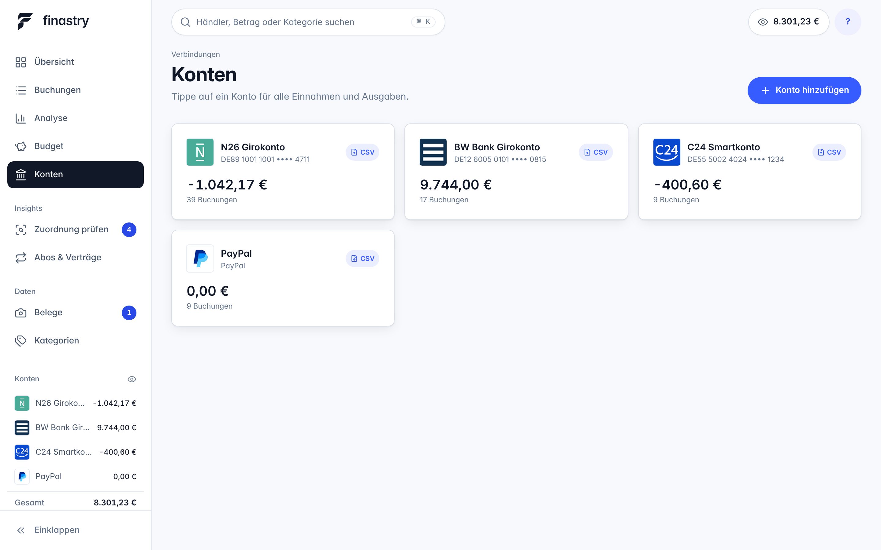 Finastry: konten