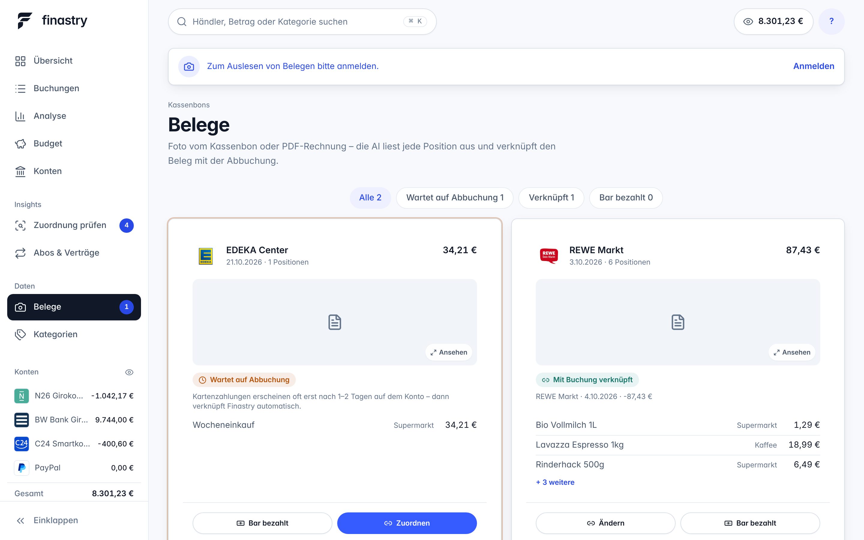 Finastry: belege